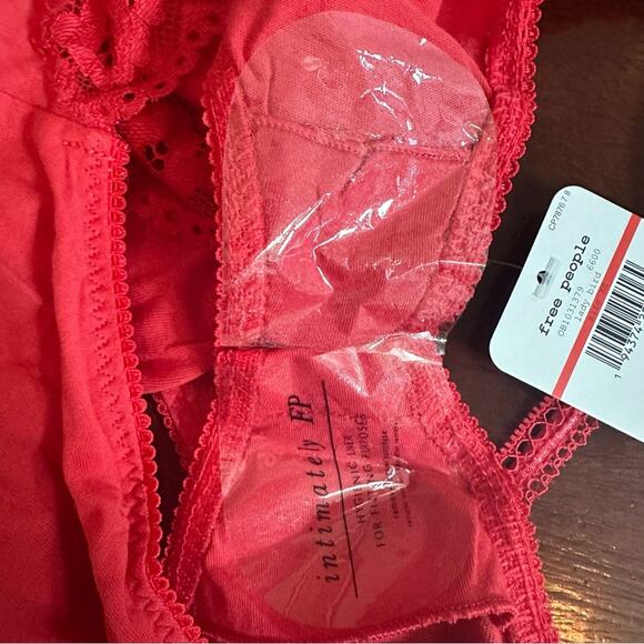 FREE PEOPLE Intimately FP Side of Sass Lace Trim XS Bodysuit Red Lady Bird NWT - Picture 10 of 14